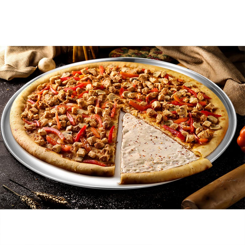 Deedro Stainless Steel Pizza Pan 13Â½ inch Round Pizza Tray Pizza Baking Sheet, Healthy Pizza Baking Pan Pizza Serving Tray Crisper Pan, Dishwasher Safe, 4 Pack - Image 4